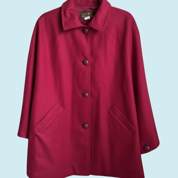 C.C. Filson & Eddie Bauer Vintage Cape Women's Medium Red 100% Virgin Wool Coat - Picture 1 of 11